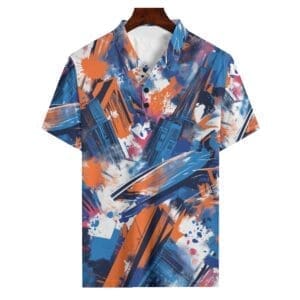 men’s waffle polo shirt - new york blue/orange/graffiti